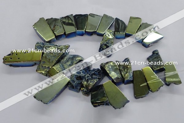 CTD746 Top drilled 15*25mm - 20*65mm freeform plated agate beads