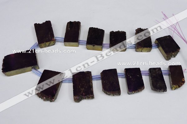 CTD757 Top drilled 15*25mm - 25*40mm freeform plated quartz beads