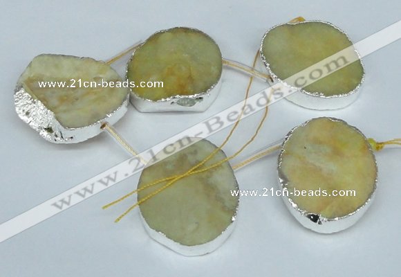 CTD768 30*35mm - 35*45mm freeform agate beads with brass setting