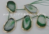 CTD774 30*45mm - 35*50mm freeform agate beads with brass setting