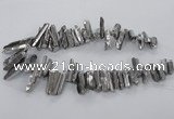 CTD783 Top drilled 8*18mm - 8*35mm nuggets plated quartz beads