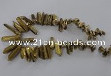 CTD785 Top drilled 8*18mm - 8*35mm nuggets plated quartz beads