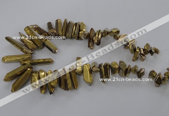 CTD785 Top drilled 8*18mm - 8*35mm nuggets plated quartz beads