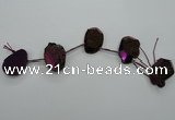 CTD809 Top drilled 20*30mm - 25*35mm freeform plated agate beads