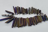 CTD834 15.5 inches 6*30mm - 8*65mm sticks plated agate beads