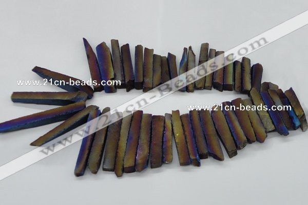 CTD834 15.5 inches 6*30mm - 8*65mm sticks plated agate beads