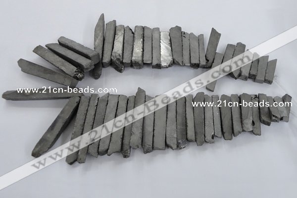 CTD835 Top drilled 6*25mm - 8*55mm sticks plated agate beads