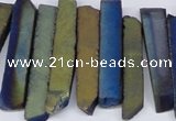 CTD842 Top drilled 6*25mm - 8*55mm sticks plated agate beads