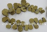 CTD901 Top drilled 15*20mm - 20*30mm freeform plated quartz beads