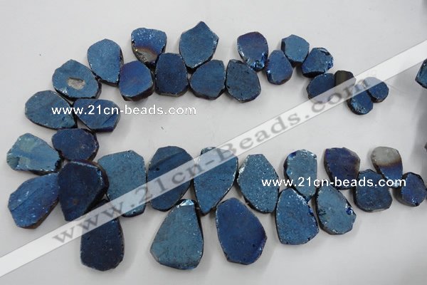 CTD902 Top drilled 15*20mm - 20*30mm freeform plated quartz beads