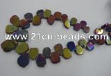 CTD905 Top drilled 15*20mm - 20*30mm freeform plated quartz beads