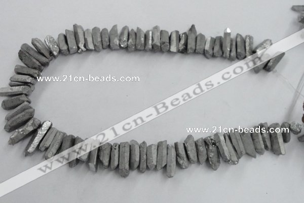 CTD910 Top drilled 5*15mm - 6*25mm wand plated quartz beads