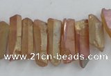 CTD911 Top drilled 5*15mm - 6*25mm wand plated quartz beads