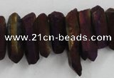 CTD912 Top drilled 5*15mm - 6*25mm wand plated quartz beads