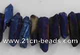 CTD913 Top drilled 5*15mm - 6*25mm wand plated quartz beads