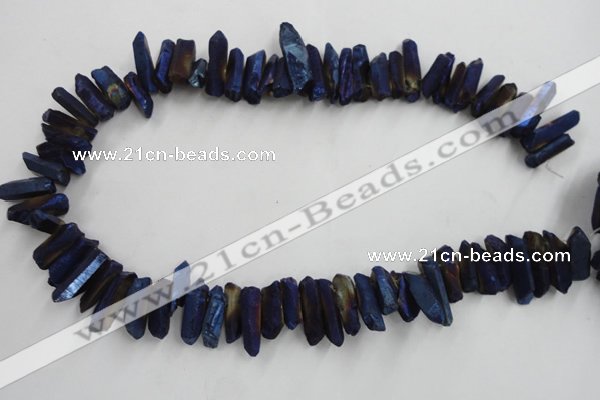 CTD913 Top drilled 5*15mm - 6*25mm wand plated quartz beads