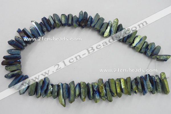 CTD914 Top drilled 5*15mm - 6*25mm wand plated quartz beads