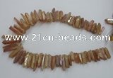 CTD917 Top drilled 6*25mm - 8*40mm wand plated quartz beads