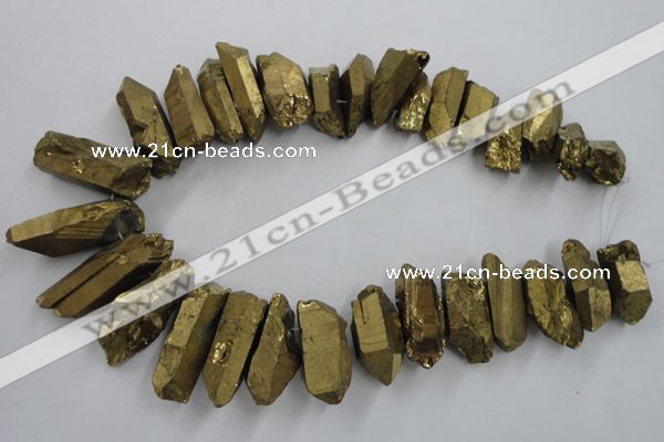 CTD924 Top drilled 15*20mm - 18*38mm wand plated quartz beads