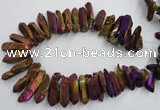 CTD925 Top drilled 15*20mm - 18*38mm wand plated quartz beads