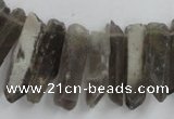 CTD927 Top drilled 6*18mm - 6*35mm wand smoky quartz beads