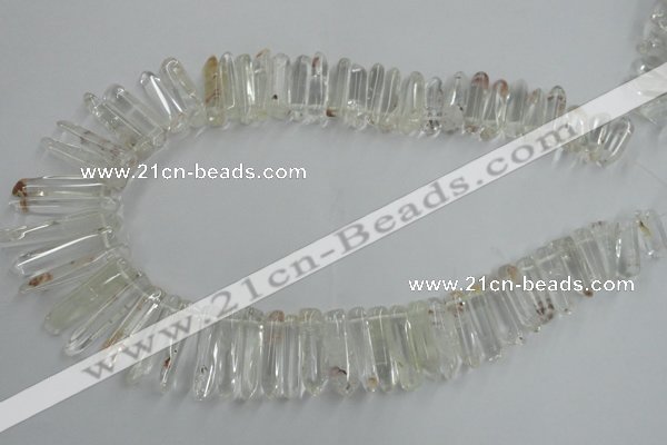 CTD935 Top drilled 6*15mm - 7*40mm wand AB grade white crystal beads