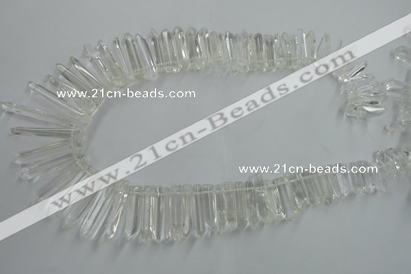 CTD936 Top drilled 6*15mm - 7*40mm wand A grade white crystal beads