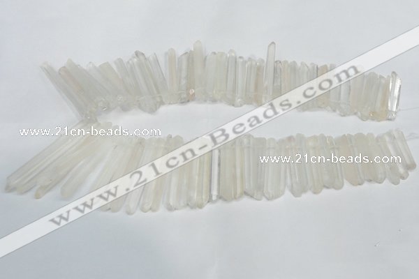 CTD939 Top drilled 5*25mm - 6*60mm sticks white crystal beads