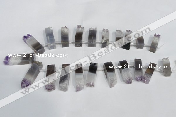 CTD940 Top drilled 8*25mm - 10*40mm sticks druzy amethyst beads