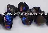 CTD948 Top drilled 8*10mm - 18*25mm faceted nuggets plated amethyst beads