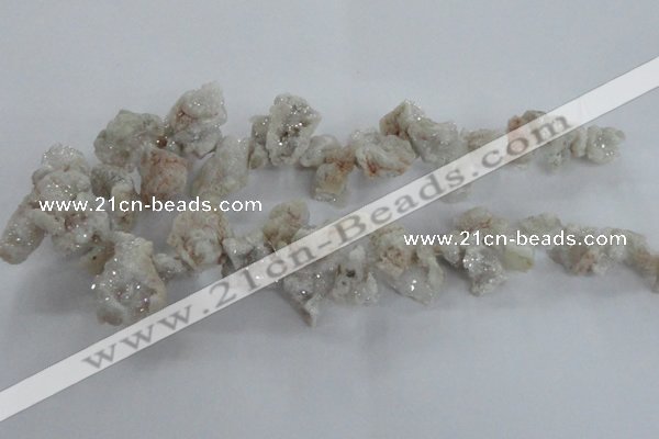 CTD975 Top drilled 10*15mm - 15*25mm nuggets plated druzy agate beads