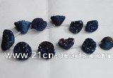 CTD992 Top drilled 12*15mm - 18*25mm nuggets plated druzy agate beads