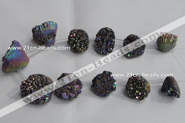 CTD993 Top drilled 12*15mm - 18*25mm nuggets plated druzy agate beads