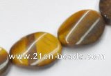 CTE04 twisted flat oval 15*20mm yellow tiger eye beads wholesale