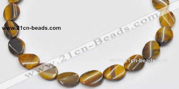 CTE04 twisted flat oval 15*20mm yellow tiger eye beads wholesale