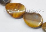 CTE05 15*30mm twisted flat oval yellow tiger eye beads wholesale