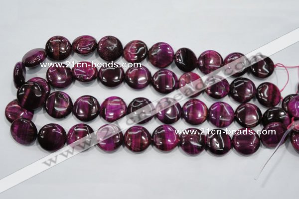 CTE1006 15.5 inches 20mm flat round dyed red tiger eye beads