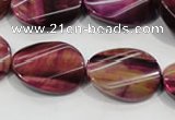 CTE1009 15.5 inches 18*25mm twisted oval dyed red tiger eye beads