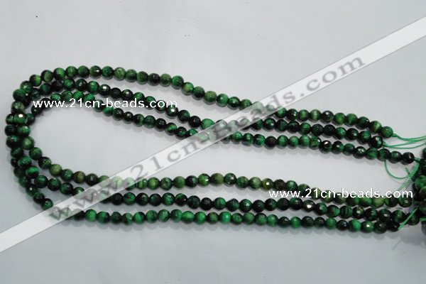 CTE1011 15.5 inches 6mm faceted round dyed green tiger eye beads