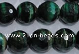 CTE1017 15.5 inches 16mm faceted round dyed green tiger eye beads