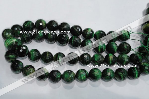 CTE1018 15.5 inches 18mm faceted round dyed green tiger eye beads