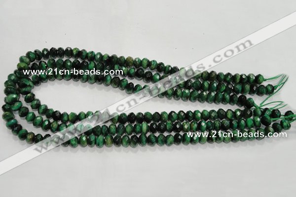 CTE1021 15.5 inches 5*8mm faceted rondelle dyed green tiger eye beads