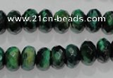 CTE1022 15.5 inches 6*10mm faceted rondelle dyed green tiger eye beads