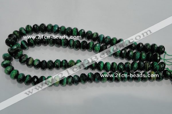 CTE1022 15.5 inches 6*10mm faceted rondelle dyed green tiger eye beads