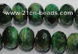 CTE1024 15.5 inches 10*14mm faceted rondelle dyed green tiger eye beads