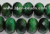 CTE1025 15.5 inches 12*16mm faceted rondelle dyed green tiger eye beads