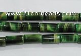 CTE1029 15.5 inches 6*12mm tube dyed green tiger eye beads wholesale