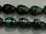 CTE1032 15.5 inches 12*16mm teardrop dyed green tiger eye beads