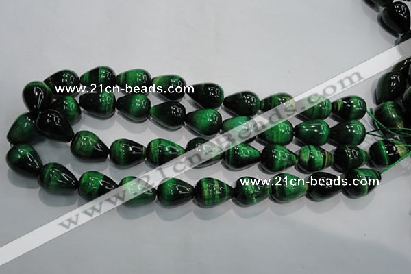 CTE1033 15.5 inches 15*20mm teardrop dyed green tiger eye beads