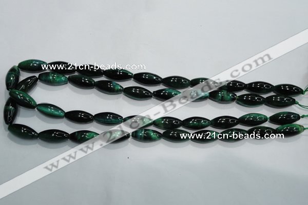 CTE1036 15.5 inches 8*18mm rice dyed green tiger eye beads